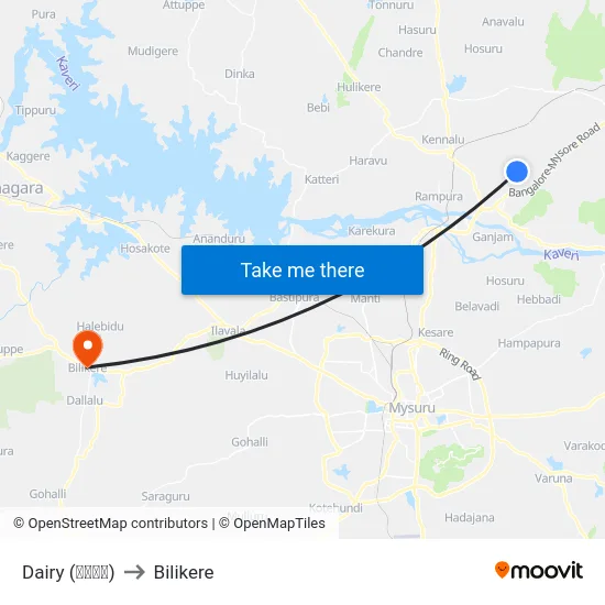 Dairy (ಡೈರಿ) to Bilikere map