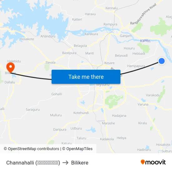 Channahalli (ಚನ್ನಹಳ್ಳಿ) to Bilikere map