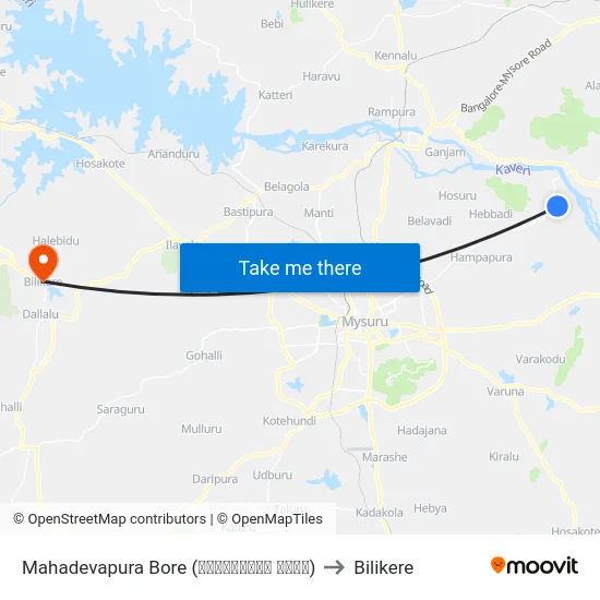 Mahadevapura Bore (ಮಹಾದೇವಪುರ ಬೋರ್) to Bilikere map