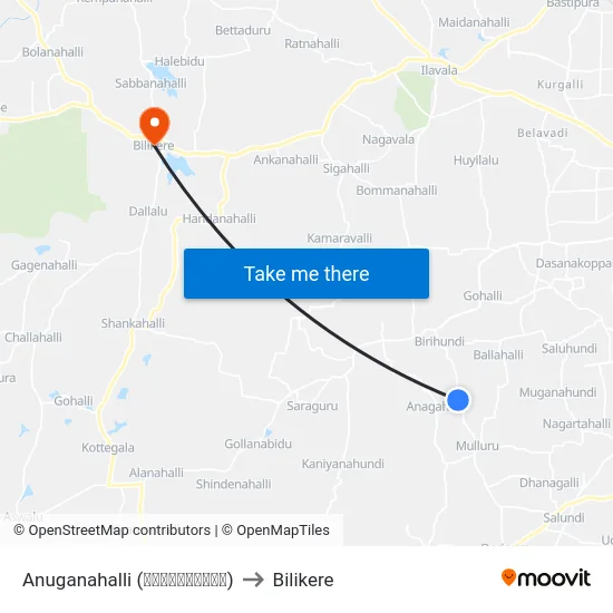 Anuganahalli (ಅನುಗನಹಳ್ಳಿ) to Bilikere map