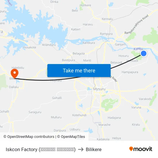 Iskcon Factory (ಇಸ್ಕಾನ್‌ ಕಾರ್ಖಾನೆ) to Bilikere map