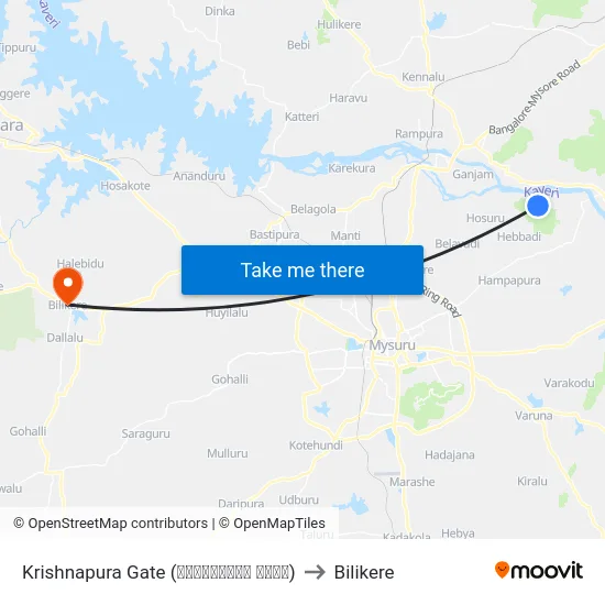 Krishnapura Gate (ಕೃಷ್ಣಾಪುರ ಗೇಟ್) to Bilikere map