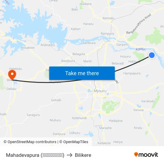 Mahadevapura (ಮಹಾದೇವಪುರ) to Bilikere map
