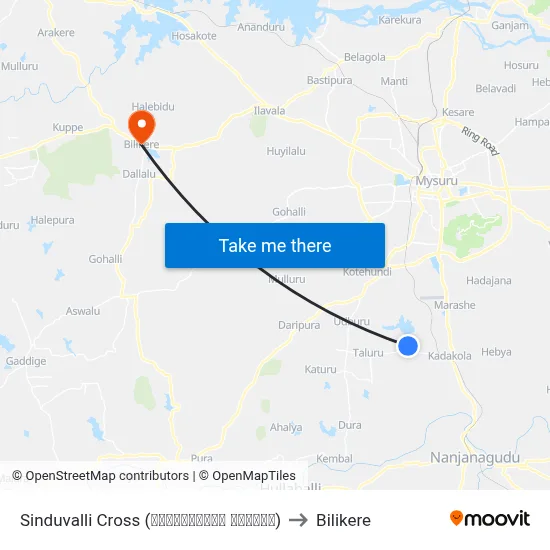 Sinduvalli Cross (ಸಿಂದುವಳ್ಳಿ ಕ್ರಾಸ್) to Bilikere map
