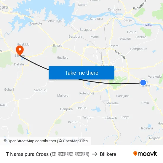 T Narasipura Cross (ಟಿ ನರಸೀಪುರ ಕ್ರಾಸ್) to Bilikere map