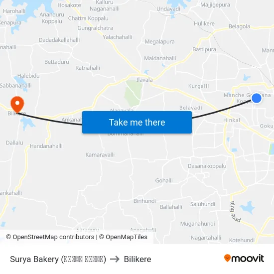 Surya Bakery (ಸೂರ್ಯ ಬೇಕರಿ) to Bilikere map
