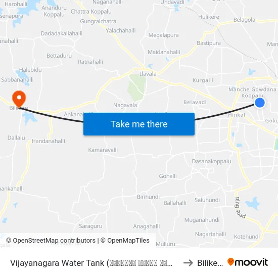 Vijayanagara Water Tank (ವಿಜಯನಗರ ವಾಟರ್ ಟ್ಯಾಂಕ್) to Bilikere map