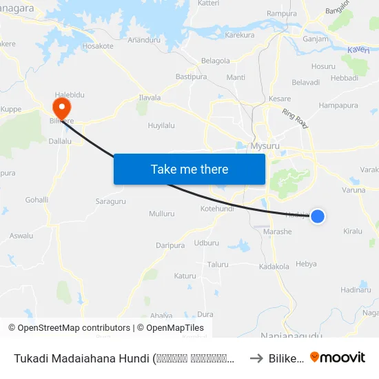 Tukadi Madaiahana Hundi (ತುಕಾದಿ ಮಾದಯ್ಯನಹುಂಡಿ) to Bilikere map