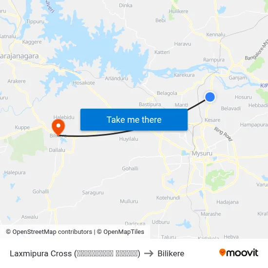 Laxmipura Cross (ಲಕ್ಷ್ಮೀಪುರ ಕ್ರಾಸ್) to Bilikere map
