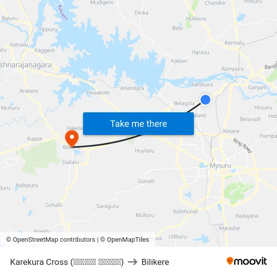 Karekura Cross (ಕರೇಕೂರ ಕ್ರಾಸ್) to Bilikere map