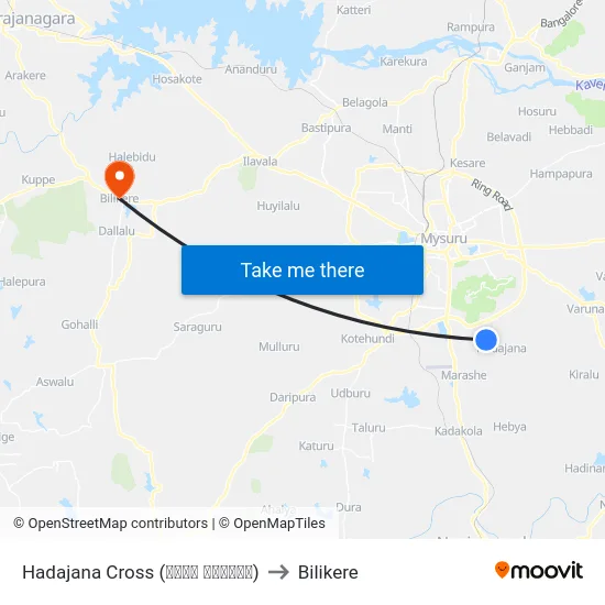 Hadajana Cross (ಹಡಜನ ಕ್ರಾಸ್) to Bilikere map