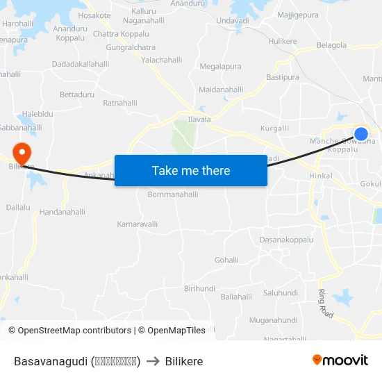 Basavanagudi (ಬಸವನಗುಡಿ) to Bilikere map
