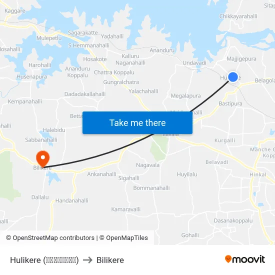 Hulikere (ಹುಳಿಕೆರೆ) to Bilikere map