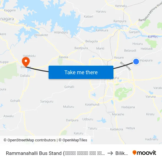 Rammanahalli Bus Stand (ರಮ್ಮನ ಹಳ್ಳಿ ಬಸ್ ನಿಲ್ದಾಣ) to Bilikere map