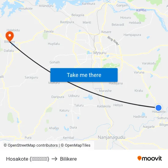 Hosakote (ಹೊಸಕೋಟೆ) to Bilikere map