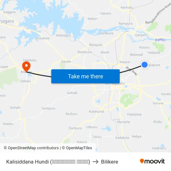 Kalisiddana Hundi (ಕಾಳಿಸಿದ್ದನ ಹುಂಡಿ) to Bilikere map