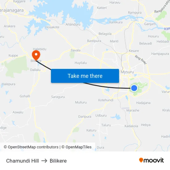 Chamundi Hill to Bilikere map