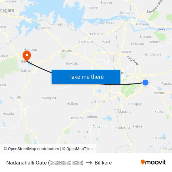Nadanahalli Gate (ನಾದನಹಳ್ಳಿ ಗೇಟ್) to Bilikere map