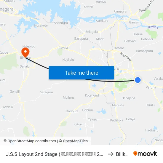 J.S.S Layout 2nd Stage (ಜೆ.ಎಸ್.ಎಸ್ ಬಡಾವಣೆ 2ನೇ ಹಂತ) to Bilikere map