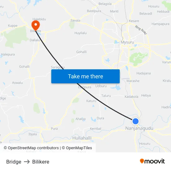 Bridge to Bilikere map