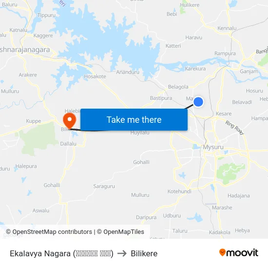 Ekalavya Nagara (ಏಕಲವ್ಯ ನಗರ) to Bilikere map