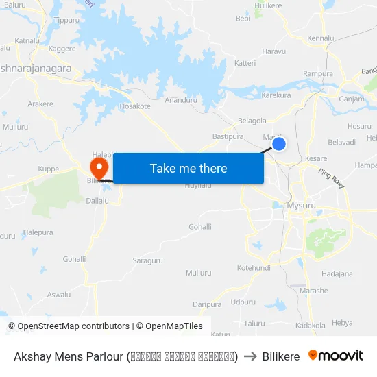 Akshay Mens Parlour (ಅಕ್ಷಯ್‌ ಮೆನ್ಸ್ ಪಾರ್ಲರ್) to Bilikere map