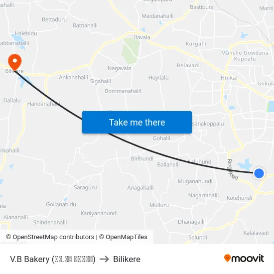 V.B Bakery (ವಿ.ಬಿ ಬೇಕರಿ) to Bilikere map