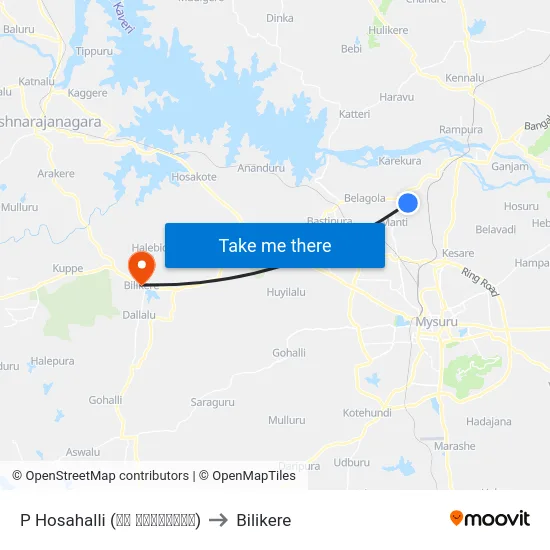 P Hosahalli (ಪಿ ಹೊಸಹಳ್ಳಿ) to Bilikere map