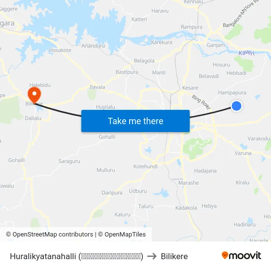 Huralikyatanahalli (ಹುರಳೀಕ್ಯಾತನಹಳ್ಳಿ) to Bilikere map