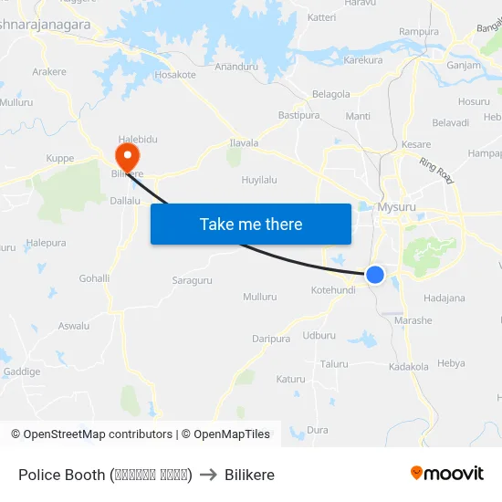 Police Booth (ಪೋಲೀಸ್ ಬೂತ್) to Bilikere map