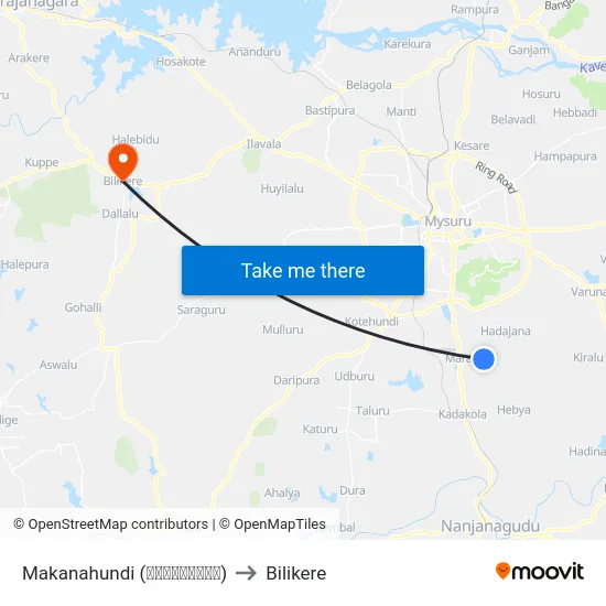 Makanahundi (ಮಾಕನಹುಂಡಿ) to Bilikere map
