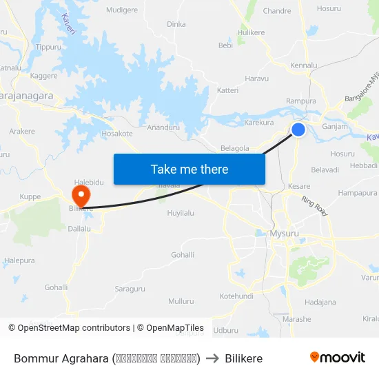 Bommur Agrahara (ಬೊಮ್ಮೂರು ಅಗ್ರಹಾರ) to Bilikere map