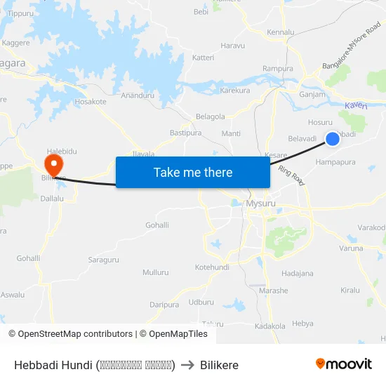 Hebbadi Hundi (ಹೆಬ್ಬಾಡಿ ಹುಂಡಿ) to Bilikere map