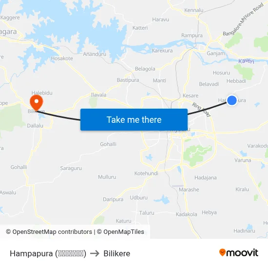 Hampapura (ಹಂಪಾಪುರ) to Bilikere map