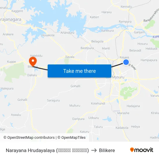 Narayana Hrudayalaya (ನಾರಾಯಣ ಹೃದಯಾಲಯ) to Bilikere map