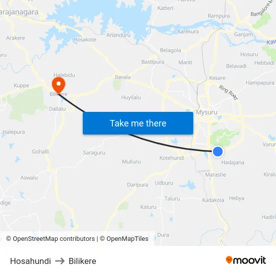 Hosahundi to Bilikere map