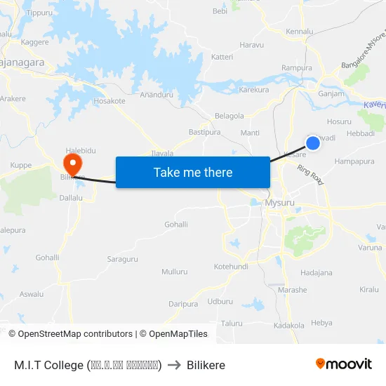 M.I.T College (ಎಂ.ಐ.ಟಿ ಕಾಲೇಜು) to Bilikere map