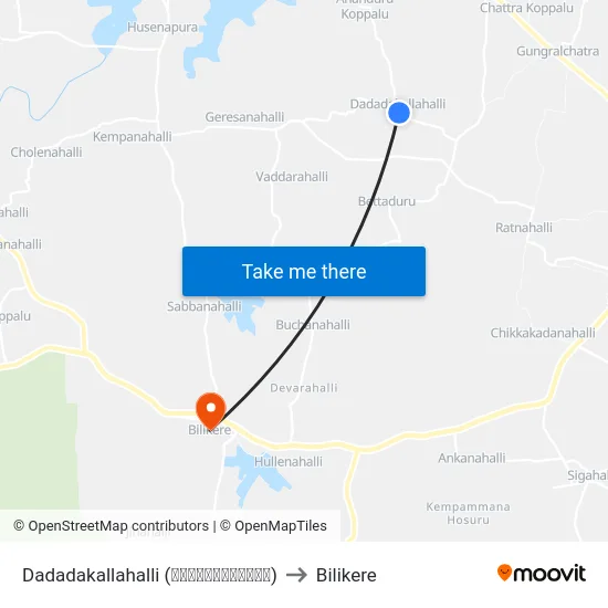 Dadadakallahalli (ದಡದಕಲ್ಲಹಳ್ಳಿ) to Bilikere map