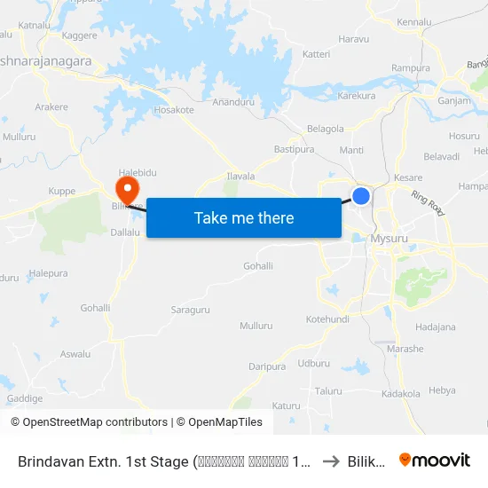 Brindavan Extn. 1st Stage (ಬೃಂದಾವನ ಬಡಾವಣೆ 1ನೇ ಹಂತ) to Bilikere map