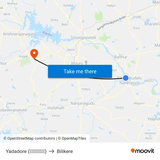 Yadadore (ಯಾದದೊರೆ) to Bilikere map