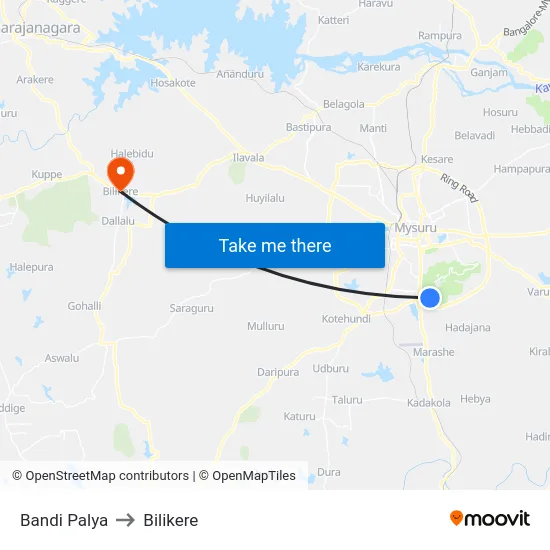 Bandi Palya to Bilikere map