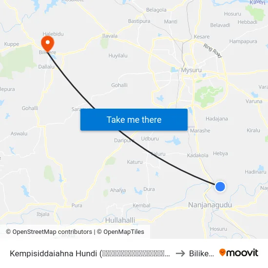 Kempisiddaiahna Hundi (ಕೆಂಪಿಸಿದ್ದಯ್ಯನಹುಂಡಿ) to Bilikere map