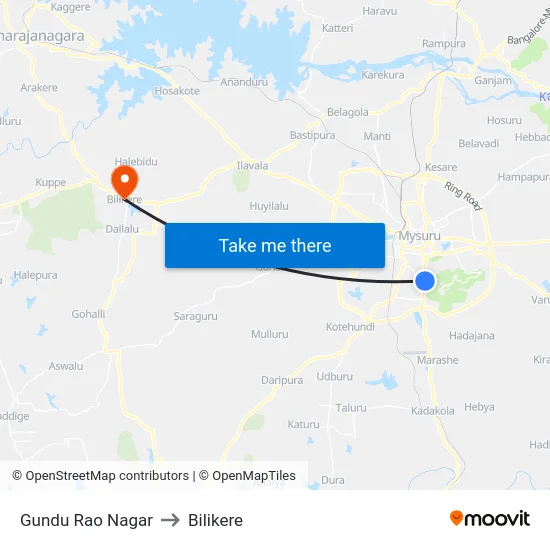 Gundu Rao Nagar to Bilikere map