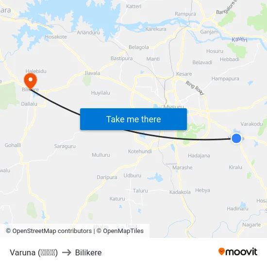 Varuna (ವರುಣ) to Bilikere map