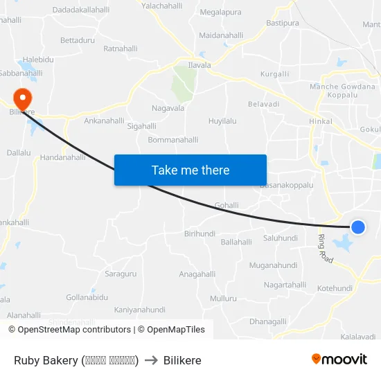 Ruby Bakery (ರೂಬಿ ಬೇಕರಿ) to Bilikere map