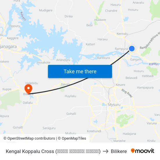 Kengal Koppalu Cross (ಕೆಂಗಳ ಕೊಪ್ಪಲು ಕ್ರಾಸ್) to Bilikere map