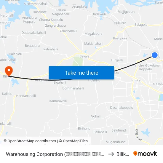 Warehousing Corporation (ವೇರ್‌ಹೌಸಿಂಗ್ ಕಾರ್ಪೊರೇಷನ್) to Bilikere map