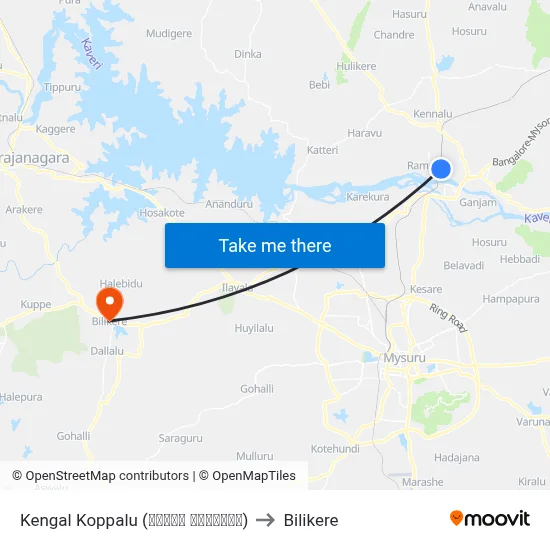 Kengal Koppalu (ಕೆಂಗಳ ಕೊಪ್ಪಲು) to Bilikere map