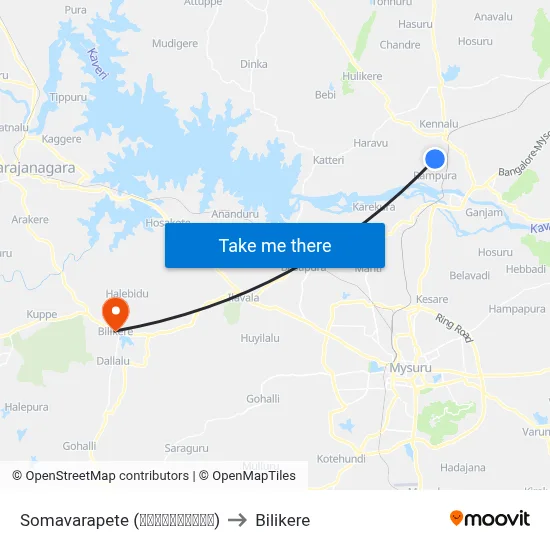 Somavarapete (ಸೋಮವಾರಪೇಟೆ) to Bilikere map