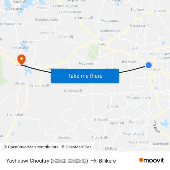 Yashaswi Choultry (ಯಶಸ್ವಿ ಚೌಲ್ಟ್ರಿ) to Bilikere map